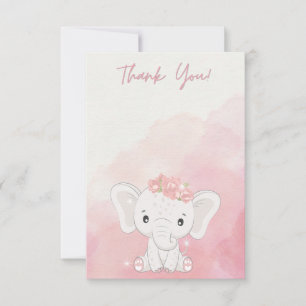 Carte De Remerciements Gratitude De Coeur, Éléphant Adorable