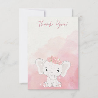 Carte De Remerciements Gratitude De Coeur, Éléphant Adorable