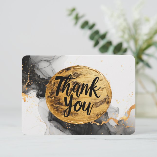 Carte De Remerciements Gratitude dorée : Élégance moderne vide (Debout devant)
