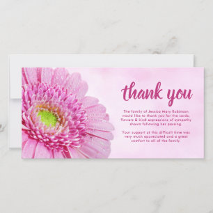 Carte De Remerciements Gratitude Sympathy Funérailles rose