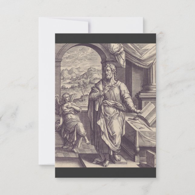 Carte De Remerciements Gravure de Saint Matthieu, Inspiration Divine (Devant)