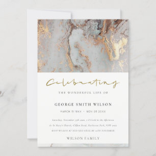 CARTE DE REMERCIEMENTS GRAY AGATE CÉLÉBRER L'INVITATION DE SERVICE MÉMORI