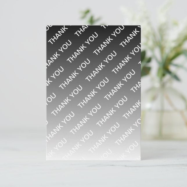 Carte De Remerciements Gray (changeable color) Ombre & Text Pattern (Debout devant)
