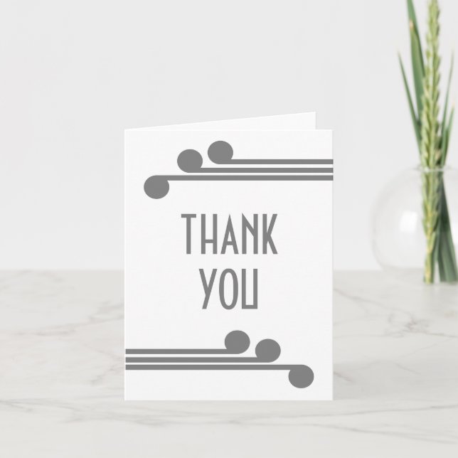 Carte de remerciements Gray Simple Déco Chic (Devant)