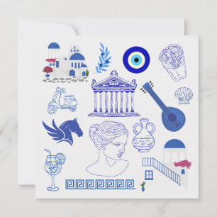 Carte De Remerciements Grèce Bleu et Blanc