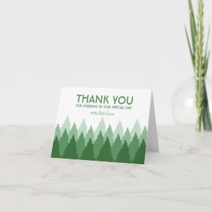 Carte De Remerciements Green Forest Range Mariage de bois