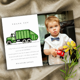 Carte De Remerciements Green Garbage Truck Enfants N'importe quel âge Ann