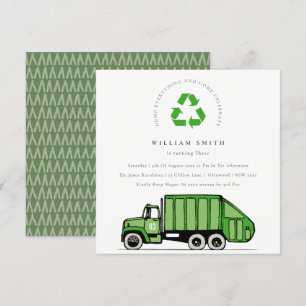 Carte De Remerciements Green Garbage Truck Kids N'importe quel âge Annive