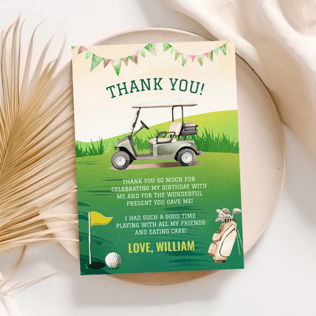 Carte De Remerciements Green Golf Par tee 1er anniversaire (Créateur téléchargé)
