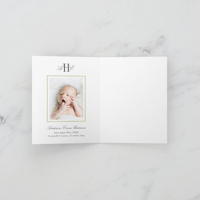 Carte De Remerciements Green Hydrangea Flower Baby Shower Baby Photo (Intérieur)