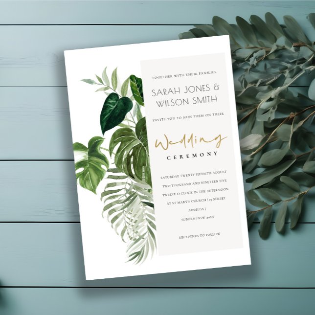 Carte De Remerciements Green Leafy Tropical Palm Foliage Mariage Invitati (Créateur téléchargé)