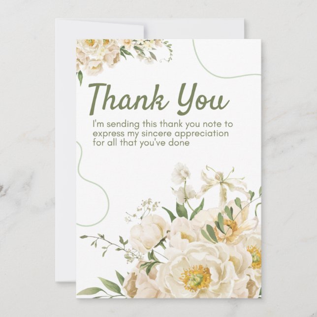 Carte De Remerciements Green Organic Floral Thank You Card (Devant)