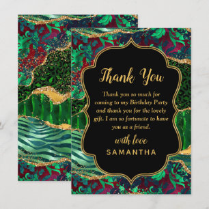 Carte De Remerciements Green Safari Agate Anniversaire
