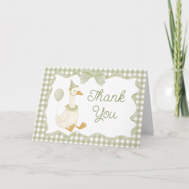 Carte De Remerciements Green Silly Goose Baby Shower Thank You Card (Devant)