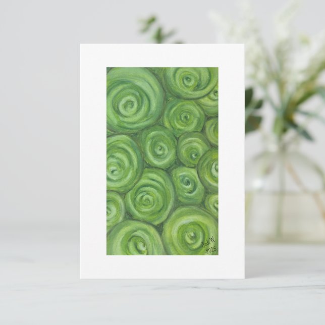 Carte De Remerciements Green toned roses - hand-drawn original art. (Debout devant)