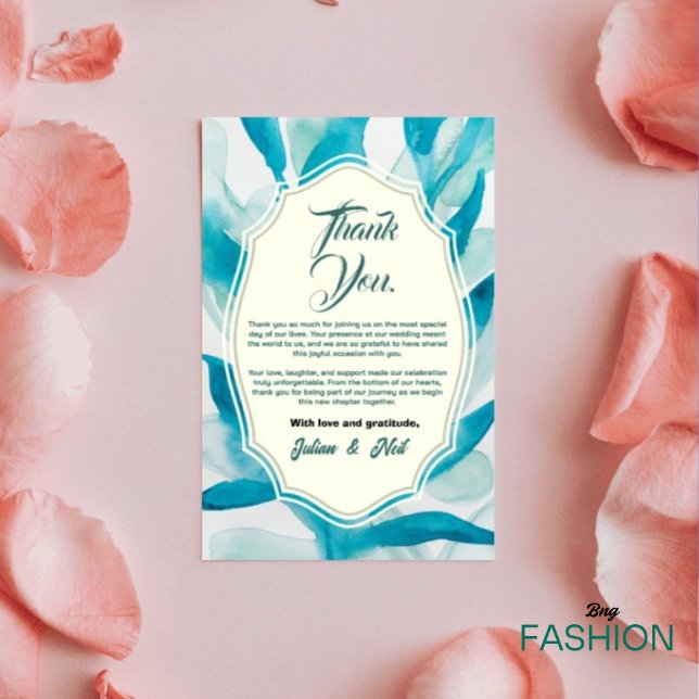 Carte De Remerciements Green Watercolor Simple Wedding  (Créateur téléchargé)