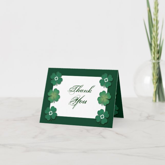 Carte De Remerciements Green white Irish wedding anniversary (Devant)