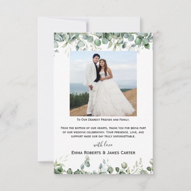 Carte De Remerciements Greenery Simple Script Wedding Thank You Card (Dos)