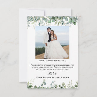 Carte De Remerciements Greenery Simple Script Wedding Thank You Card