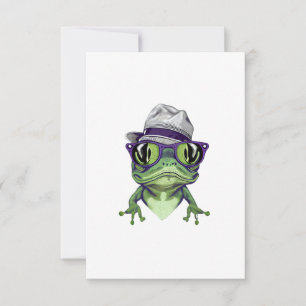 Carte De Remerciements Grenouille hipster animal portant des lunettes et 