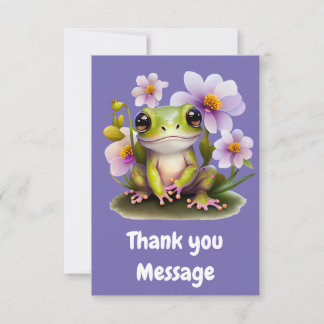 Carte De Remerciements Grenouille mignonne en fleurs