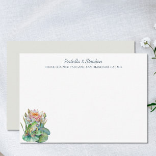 Carte De Remerciements Grenouilles mignonnes aquarelles sur nénuphar pers