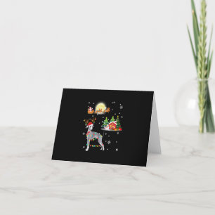 Carte De Remerciements Greyhound Dog Light Christmas Reindeer Tree Xmas
