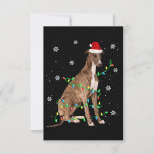 Carte De Remerciements greyhound, petit feu de Noël, père Noël