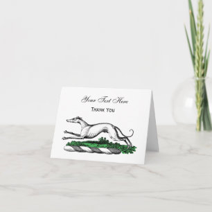 Carte De Remerciements Greyhound Whippet à la tête d'un emblème de crête
