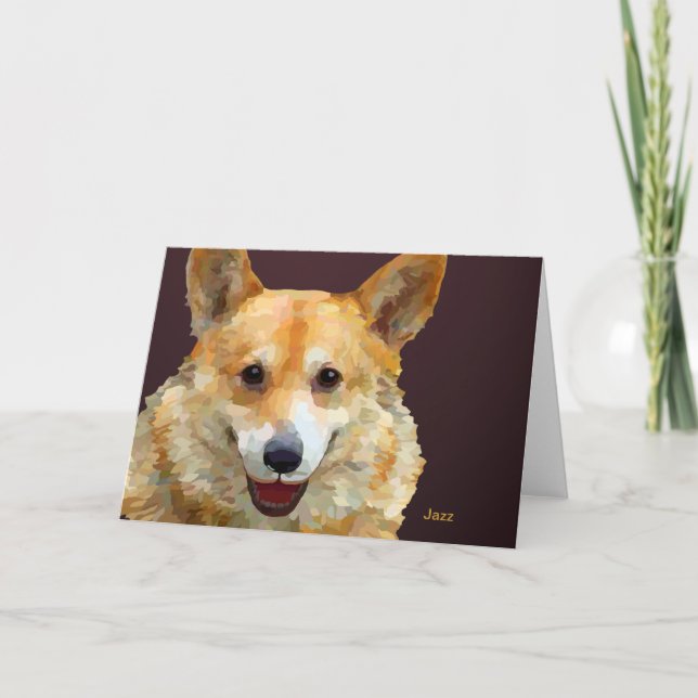 Carte De Remerciements Grilles "Jazz" Welsh Corgi Pour Fido (Devant)