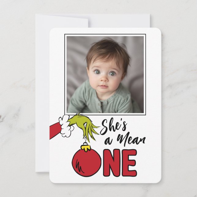 Carte De Remerciements Grinch Elle est méchante 1er Anniversaire (Devant)