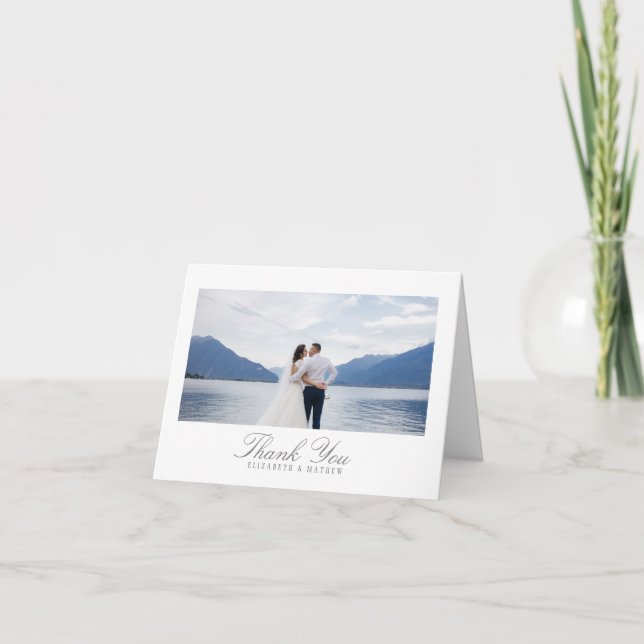 Carte De Remerciements Gris blanc mariage (Devant)