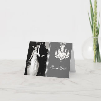 Carte de remerciements gris et blanc de photo de