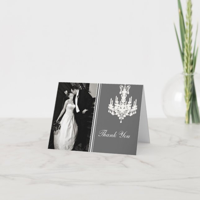 Carte de remerciements gris et blanc de photo de (Devant)