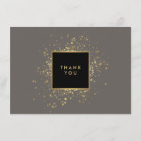 Carte de remerciements gris Faux Gold Confetti