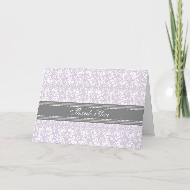 Carte de remerciements gris lilas de baby shower (Devant)