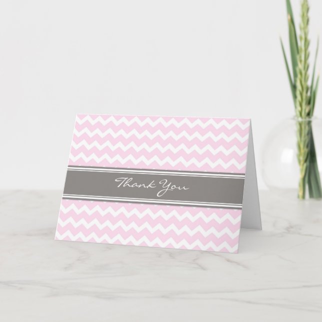 Carte de remerciements gris rose de baby shower de (Devant)