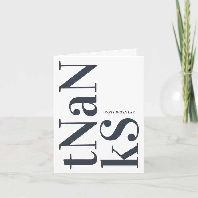 Carte De Remerciements Gros Monogramme Moderne Simple (Devant)