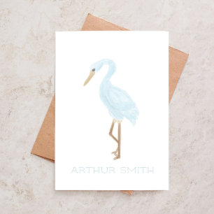Carte De Remerciements Grue bleu aquarelle personnalisée