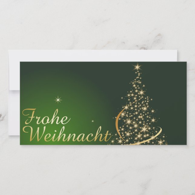 Carte De Remerciements Grünes Weihnachtsmotiv mit goldenem Weihnachtsbaum (Devant)