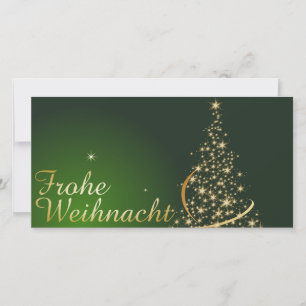 Carte De Remerciements Grünes Weihnachtsmotiv mit goldenem Weihnachtsbaum