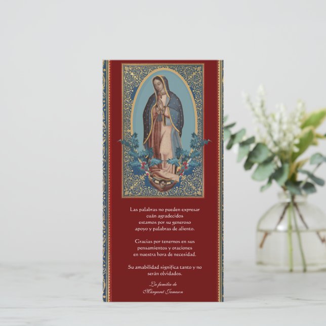 Carte De Remerciements Guadalupe : Condoléances funèbres en espagnol (Debout devant)