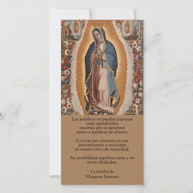 Carte De Remerciements Guadalupe : Condoléances funèbres en espagnol (Devant)