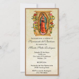 Carte De Remerciements Guadalupe Vierge Marie Baptême d'Espagne