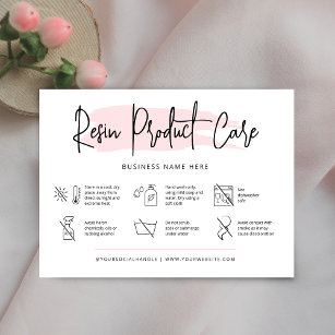 Carte De Remerciements Guide de soins de la résine d'aquarelle rose fémin