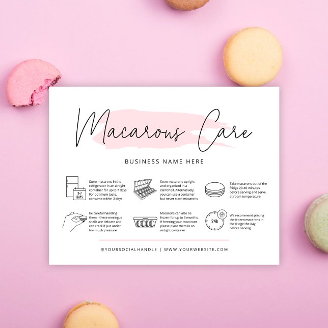 Carte De Remerciements Guide de soins Macarons Instructions pour la boula (Créateur téléchargé)