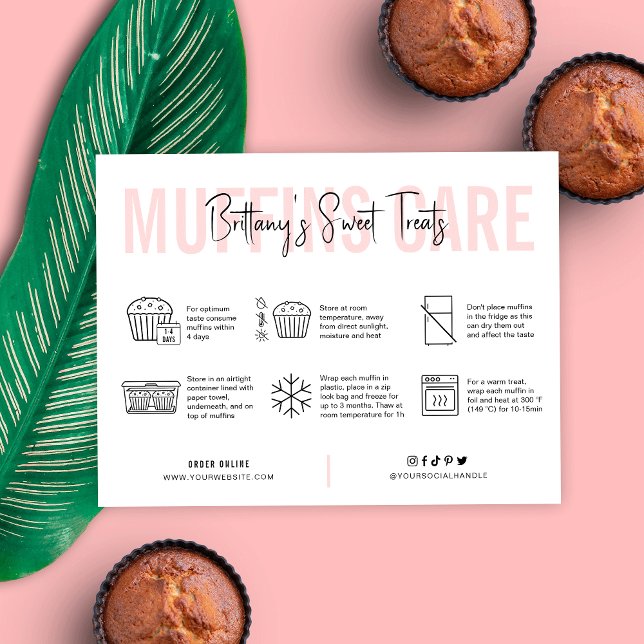 Carte De Remerciements Guide d'instructions de soins des muffins Boulange (Créateur téléchargé)