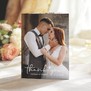 Carte De Remerciements Guión manuscrito Sweet Love Heart Boda Foto