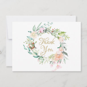 Carte De Remerciements Guirlande florale de roses de campagne élégantes