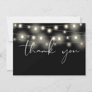 Carte De Remerciements Guirlande lumineuse Écriture calligraphique noir e
